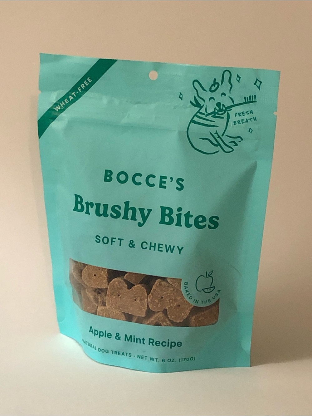 Brushy Bites Soft & Chewy Apple & Mint Natural Dog Treats -